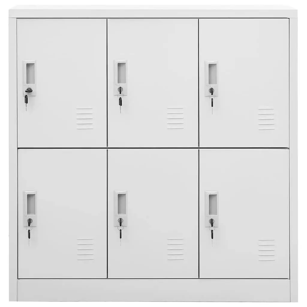 Locker Cabinet Lockable Storage 2 Piece Set Grey Steel Organiser Office School Bedroom