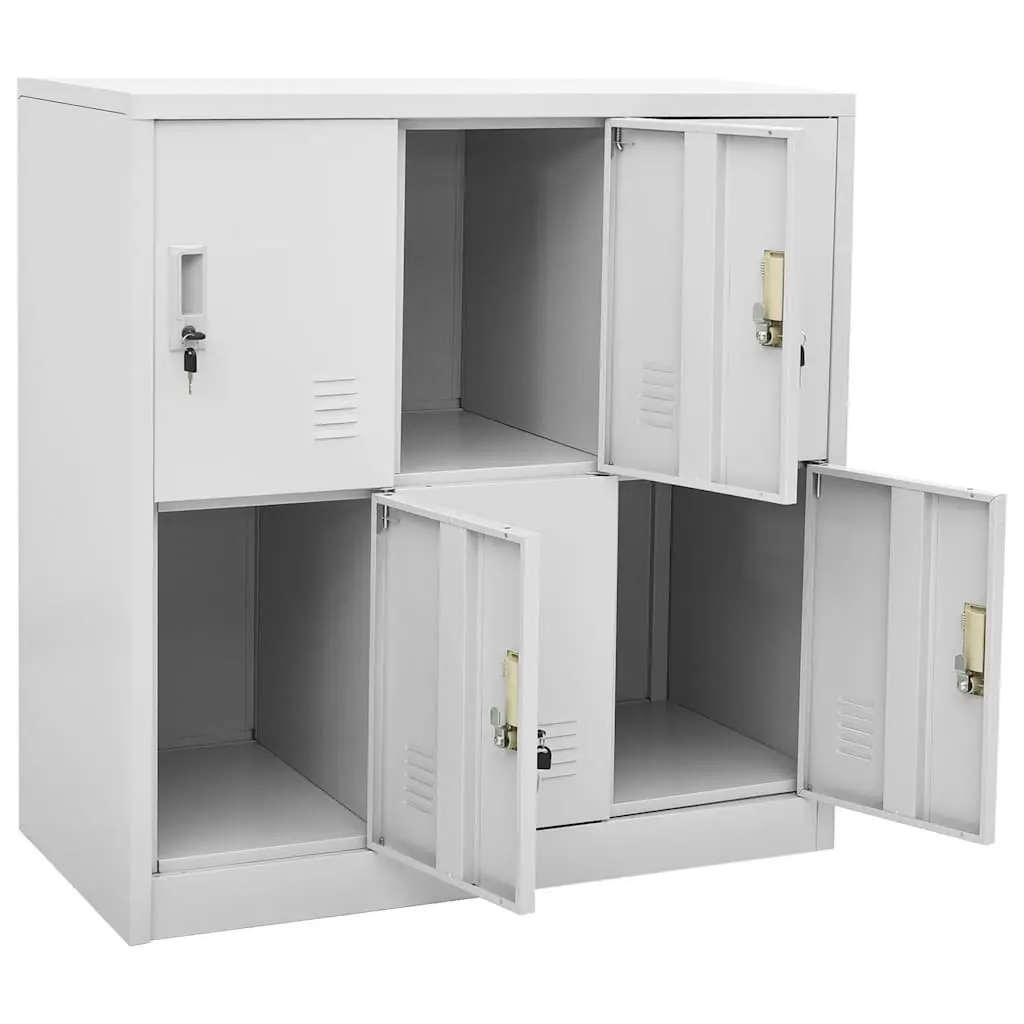 Locker Cabinet Lockable Storage 2 Piece Set Grey Steel Organiser Office School Bedroom