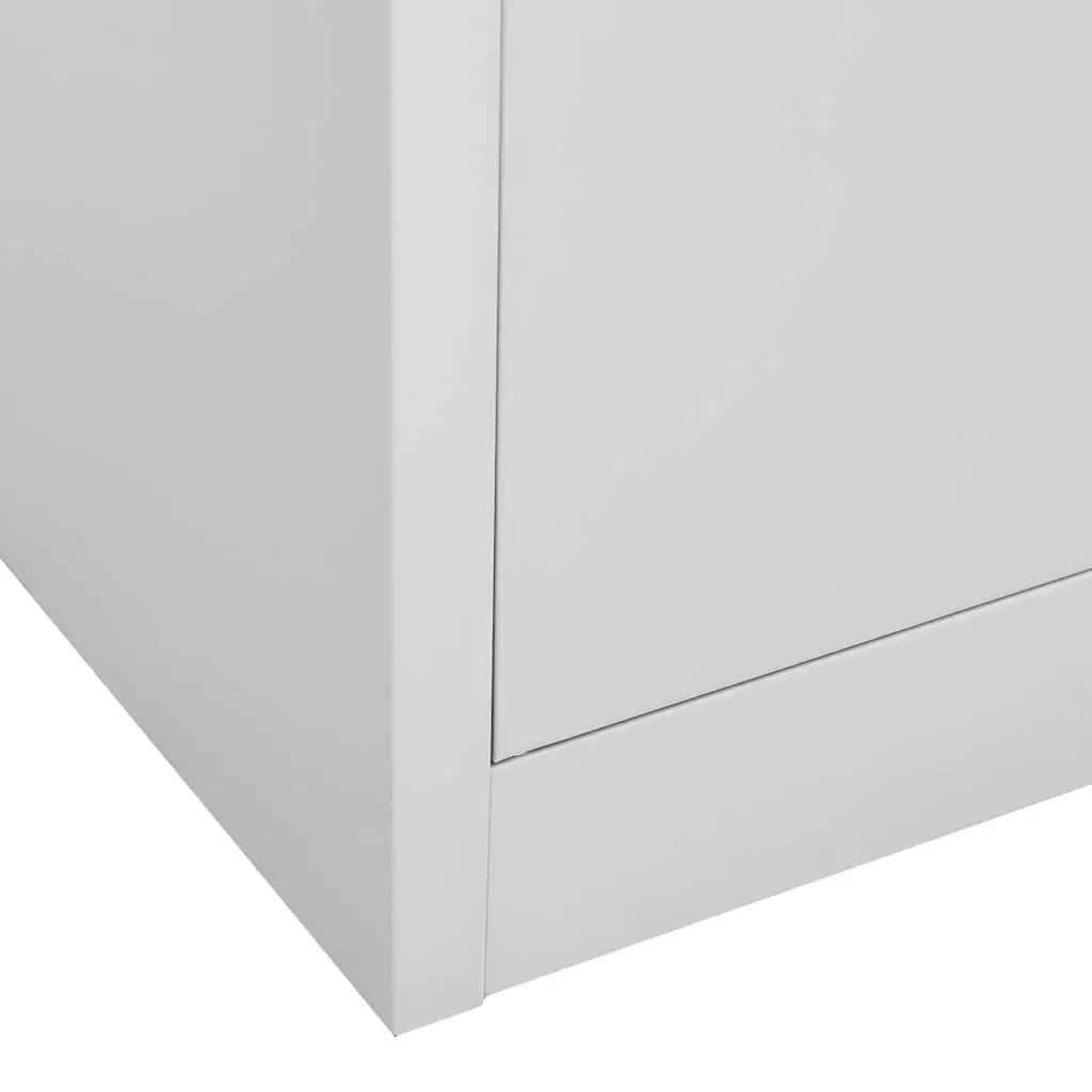 Locker Cabinet Lockable Storage 2 Piece Set Grey Steel Organiser Office School Bedroom