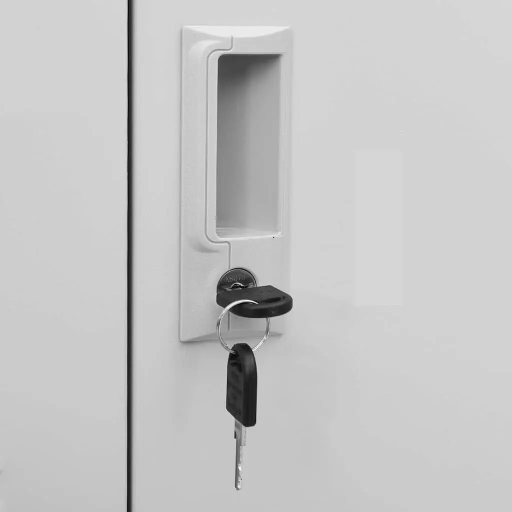 Locker Cabinet Lockable Storage 2 Piece Set Grey Steel Organiser Office School Bedroom