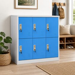 Locker Cabinet Set 5 pcs Storage Organiser Steel Lockable Office School Shoes