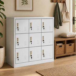 Steel Locker Cabinet Storage 2pcs Grey Office Cupboard Organiser with Locks