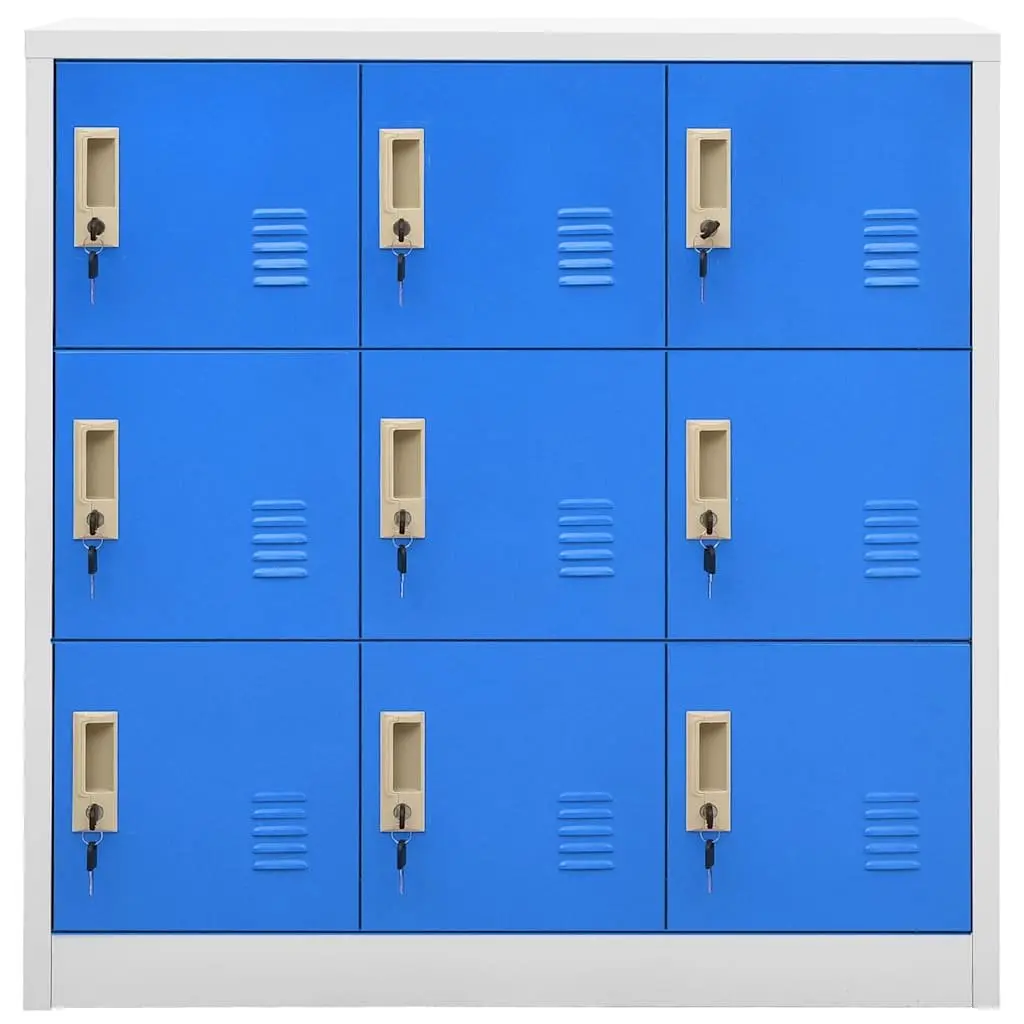 Storage Locker Cabinet Set 2 pcs Steel Lockable Organiser Light Grey and Blue