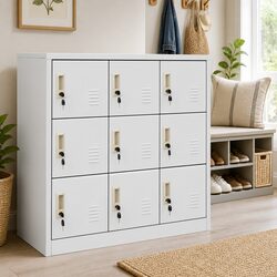 Storage Locker Cabinet Set 5 Pcs Grey Steel Modern Office Bedroom Organiser