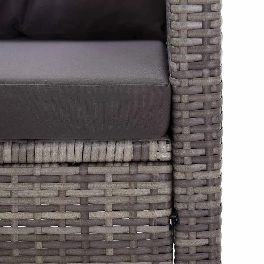Garden Dining Set 3 Piece Outdoor Patio Furniture Poly Rattan Steel Frame Grey
