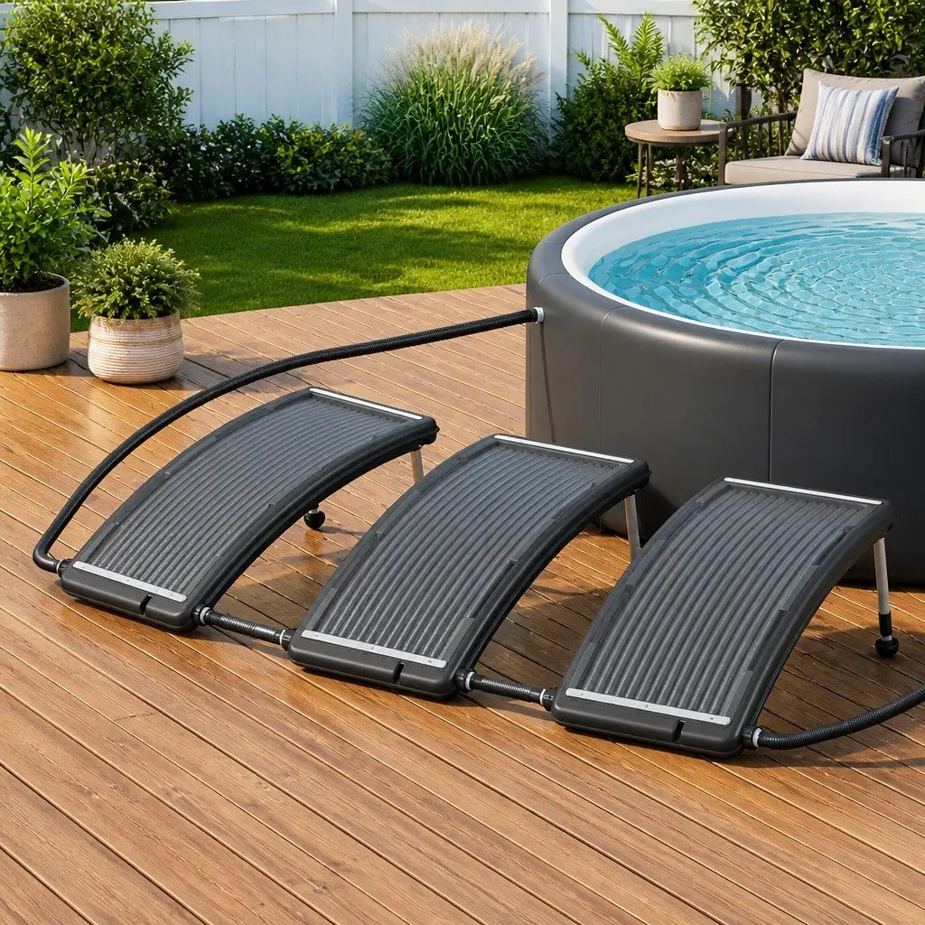 Solar Pool Heater Panels Set 3 Curved 110x65cm Above Ground Pool Heating System