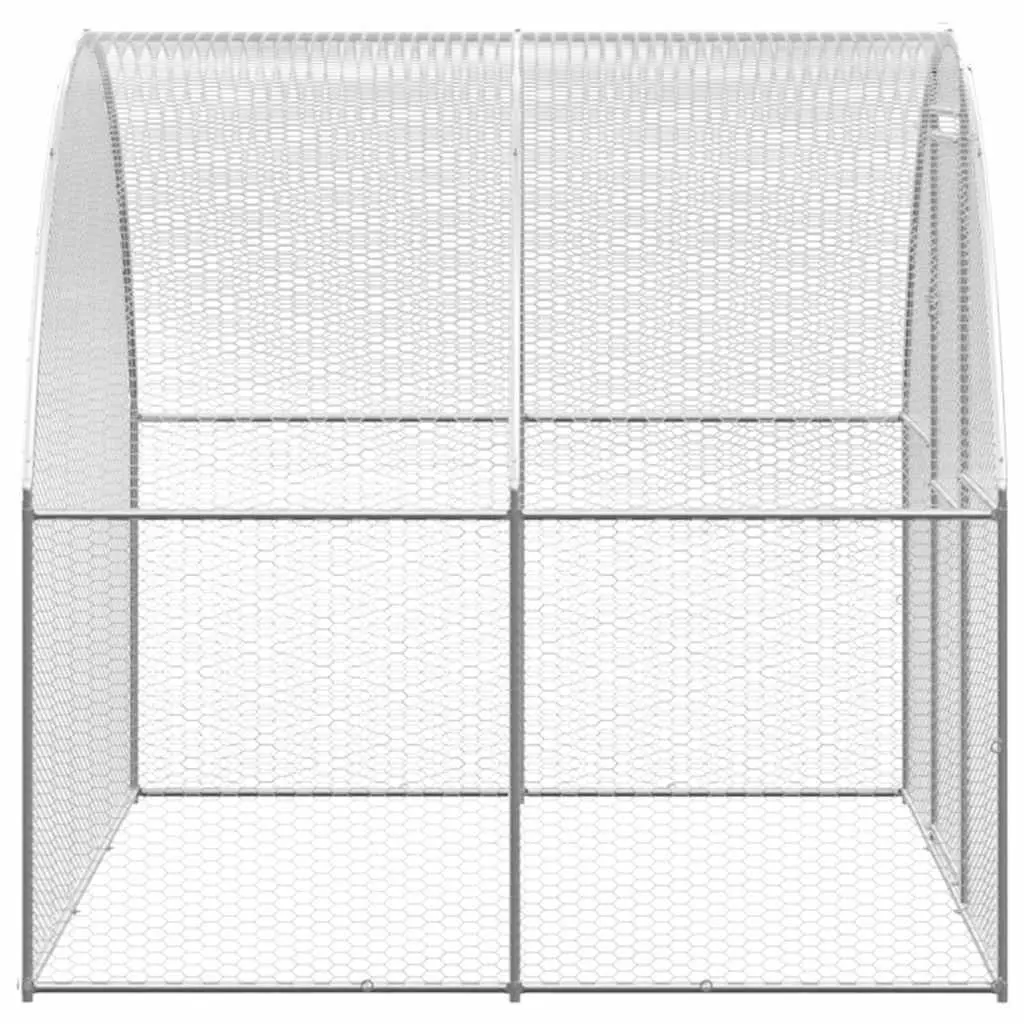Outdoor Chicken Coop Galvanised Steel 3x6x2 m Silver Small Animal Enclosure Run