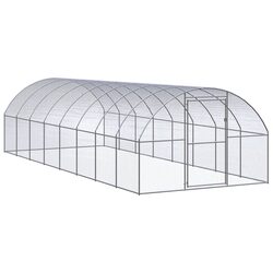Outdoor Chicken Coop 3x8x2m Galvanised Steel Poultry Enclosure Run Pen Ducks