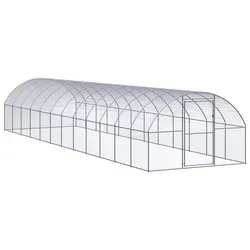 Outdoor Chicken Coop 3x12x2m Galvanised Steel Enclosure Run Poultry Ducks Hens