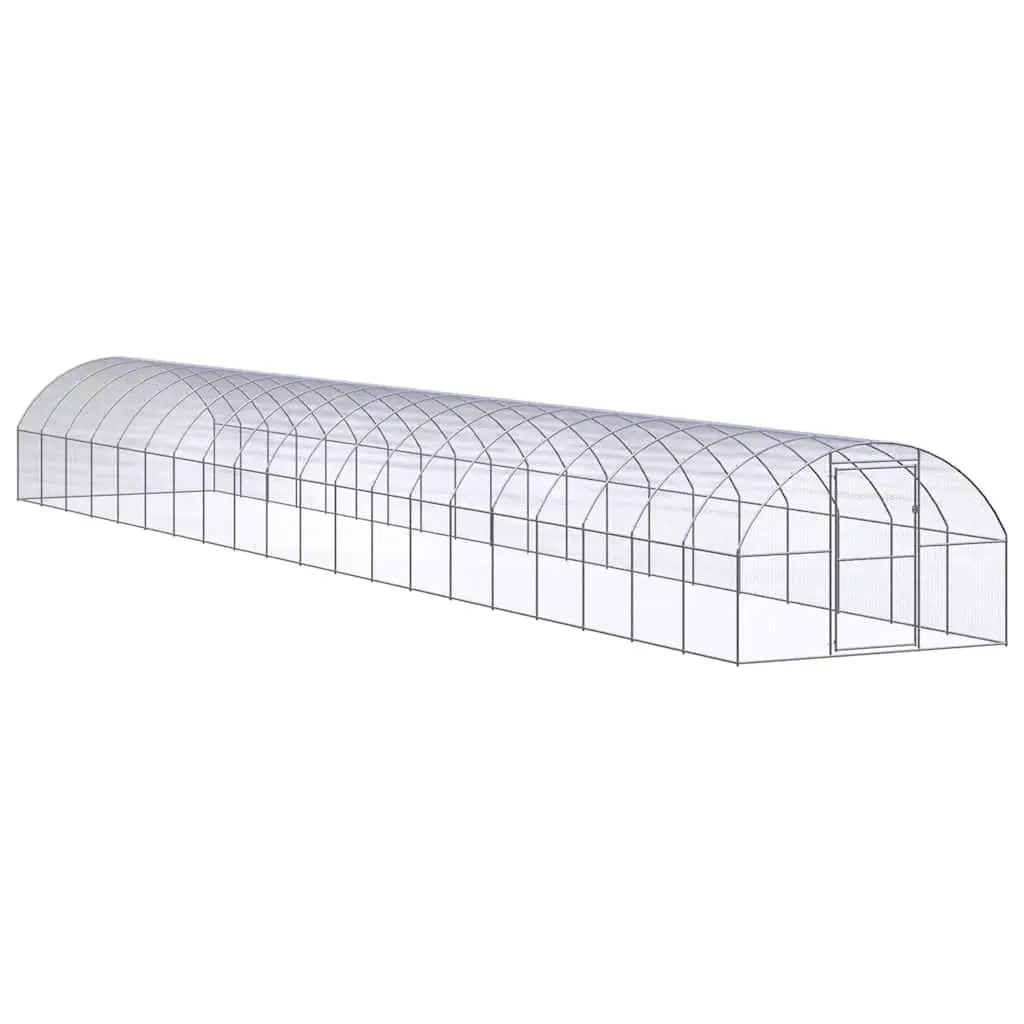 Outdoor Chicken Coop Run Enclosure Galvanised Steel Wire Mesh 3x20x2m Silver