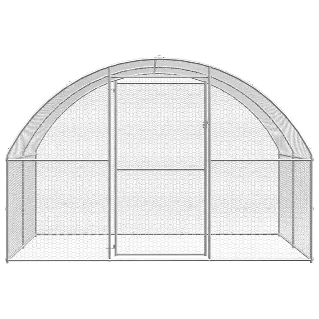 Outdoor Chicken Coop Galvanised Steel 3x2x2 m Silver Poultry Run Enclosure