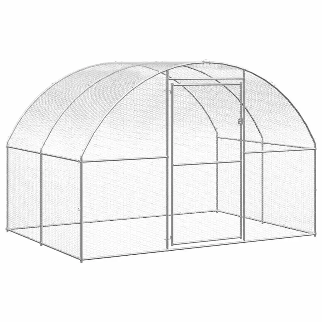 Outdoor Chicken Coop Galvanised Steel 3x6x2m Silver Poultry Enclosure Run Hens Ducks