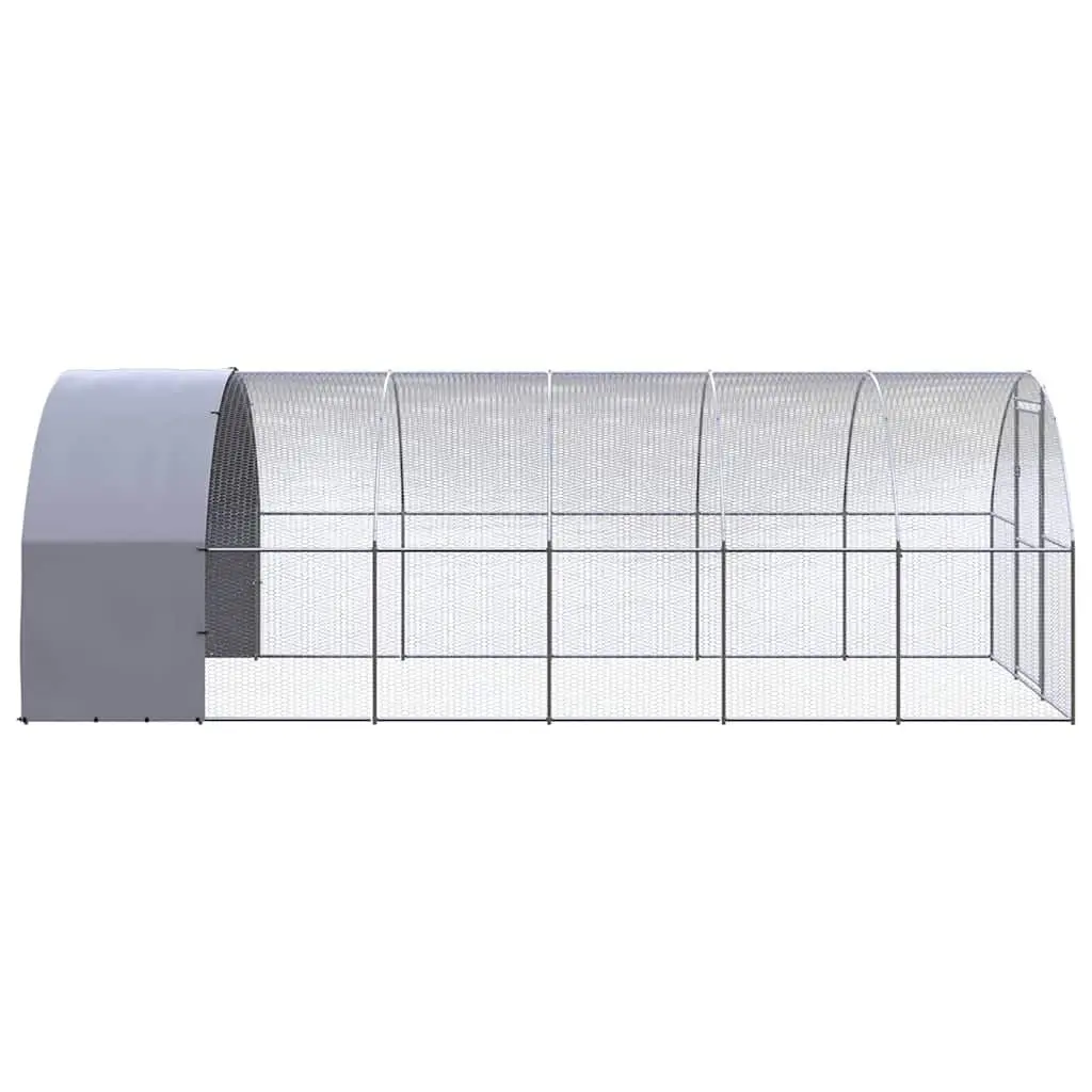 Outdoor Chicken Coop Galvanised Steel 3x6x2m Silver Poultry Enclosure Run Hens Ducks