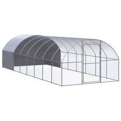 Outdoor Chicken Coop 3x8x2m Galvanised Steel Enclosure Run Housing for Poultry