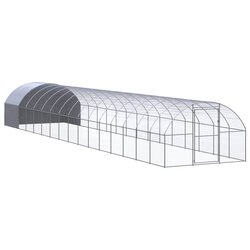 Outdoor Chicken Coop 3x16x2m Galvanised Steel Wire Mesh Poultry Run Enclosure