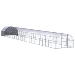 Outdoor Chicken Coop 3x24x2m Galvanised Steel Poultry Run Enclosure Large