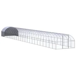Outdoor Chicken Coop 3x24x2m Galvanised Steel Poultry Run Enclosure Large