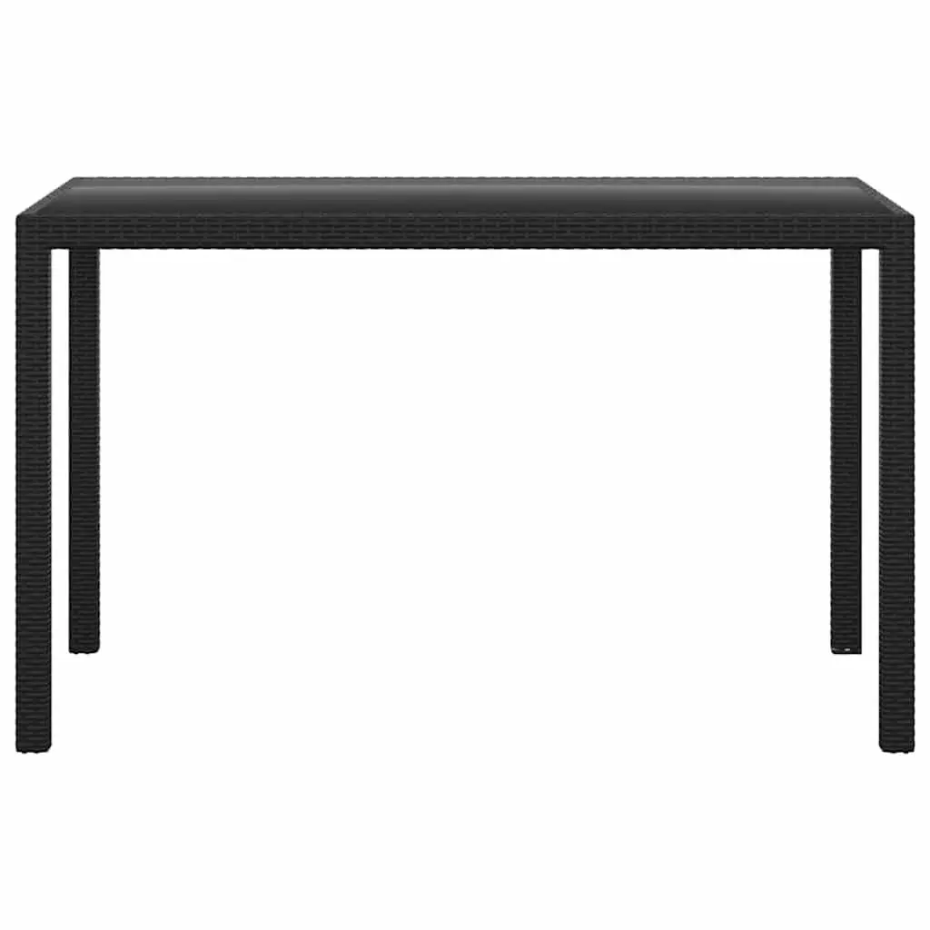 Outdoor Dining Set 3 Piece Weather-Resistant PE Rattan Black with Glass Table and Cushioned Chairs