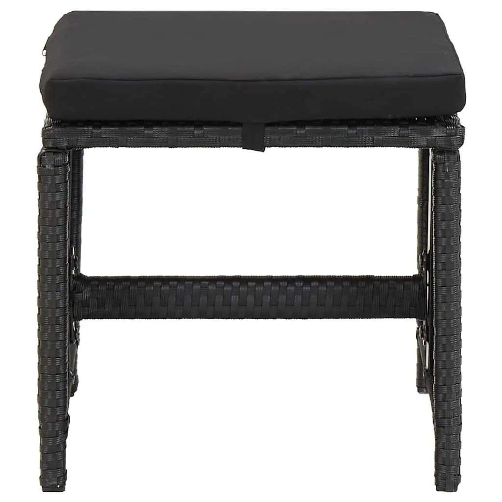 5 Piece Outdoor Garden Dining Set Black PE Rattan Table Chairs Cushions