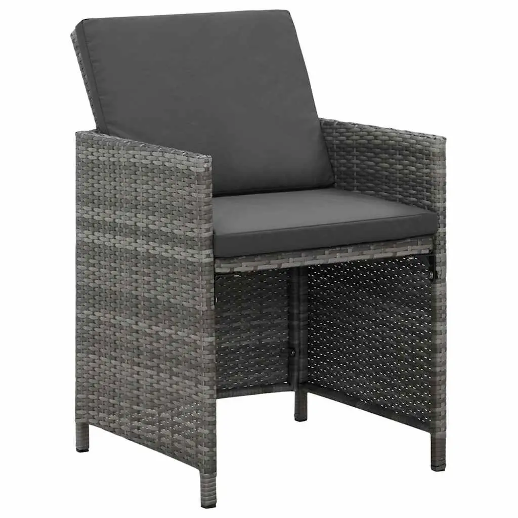 5 Piece Garden Dining Set Poly Rattan Cushions Outdoor Table Chairs Grey