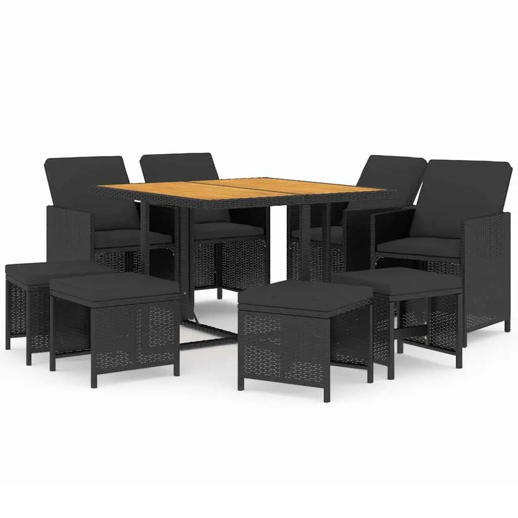 Garden Dining Set 9 Piece Outdoor Furniture PE Rattan Black