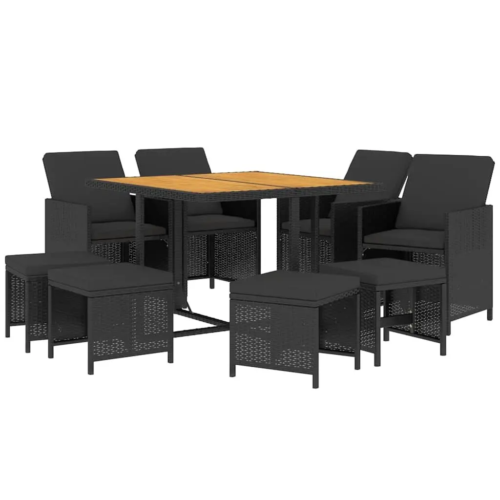 Garden Dining Set 9 Piece Outdoor Furniture PE Rattan Black