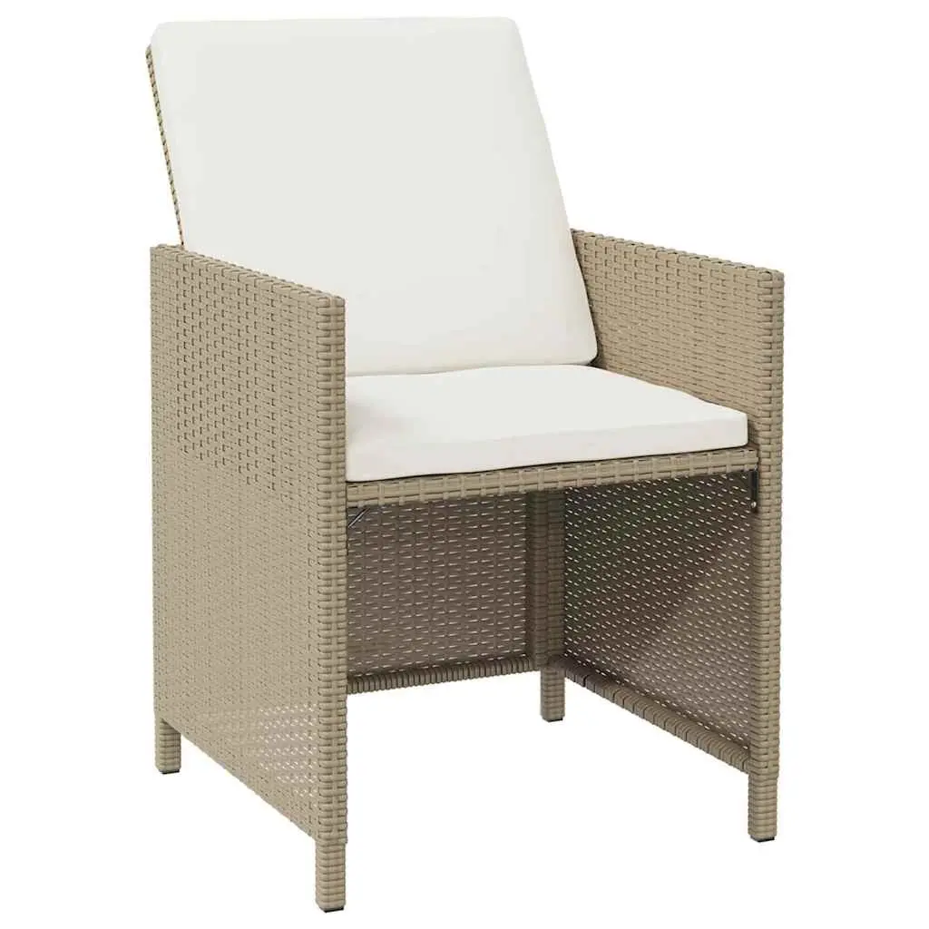 Garden Dining Set 9 Piece Outdoor Furniture Weather-resistant PE Rattan Powder-coated Steel Frame Beige with Cushions
