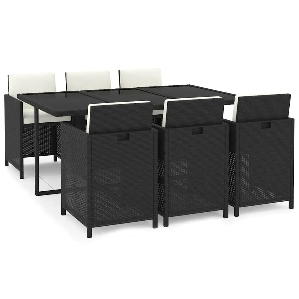 7 Piece Garden Dining Set Poly Rattan Outdoor Patio Furniture with Cushions