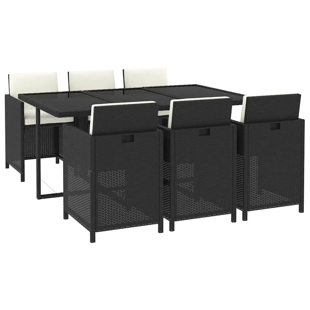 7 Piece Garden Dining Set Poly Rattan Outdoor Patio Furniture with Cushions