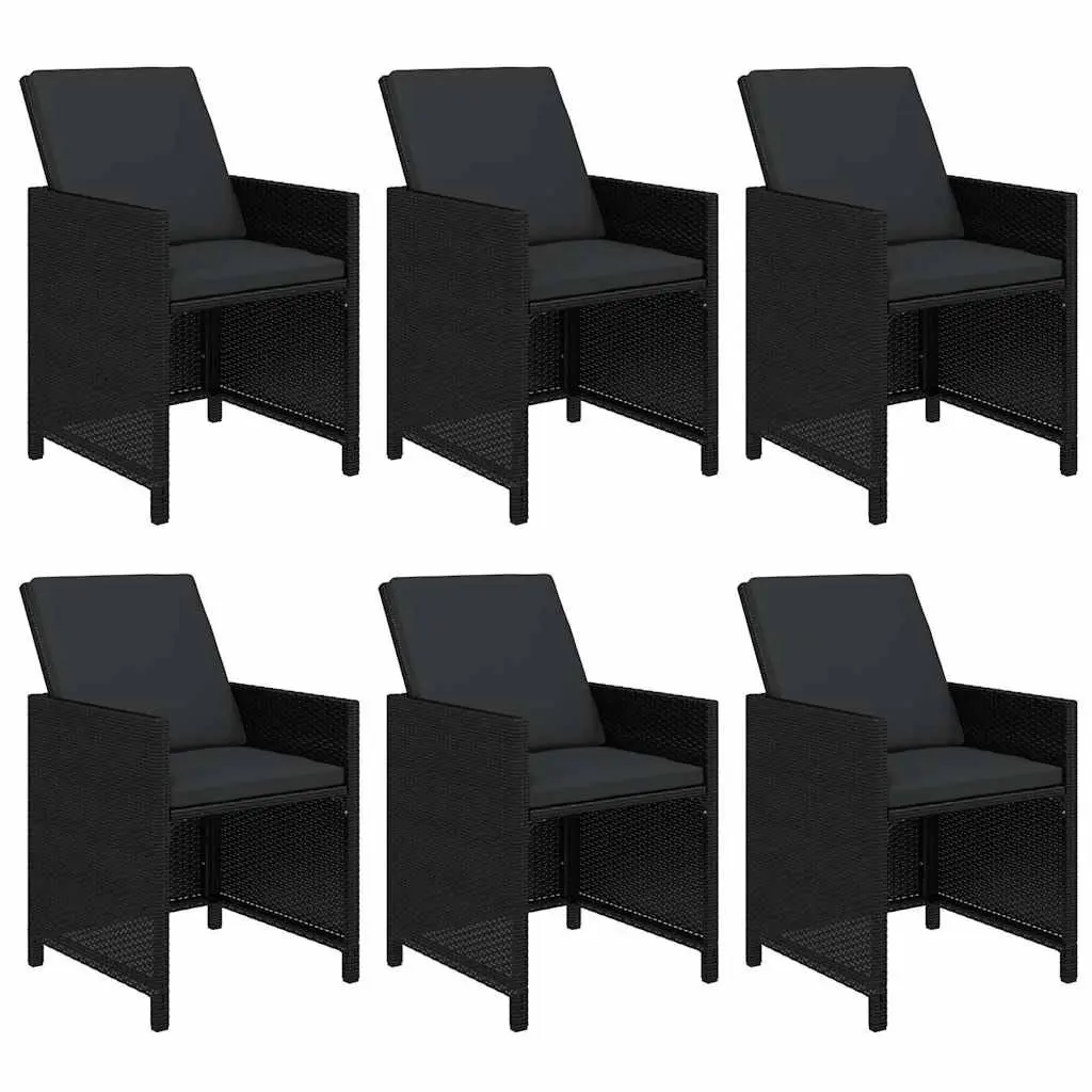 7 Piece Outdoor Garden Dining Set PE Rattan Chairs Table with Cushions Black