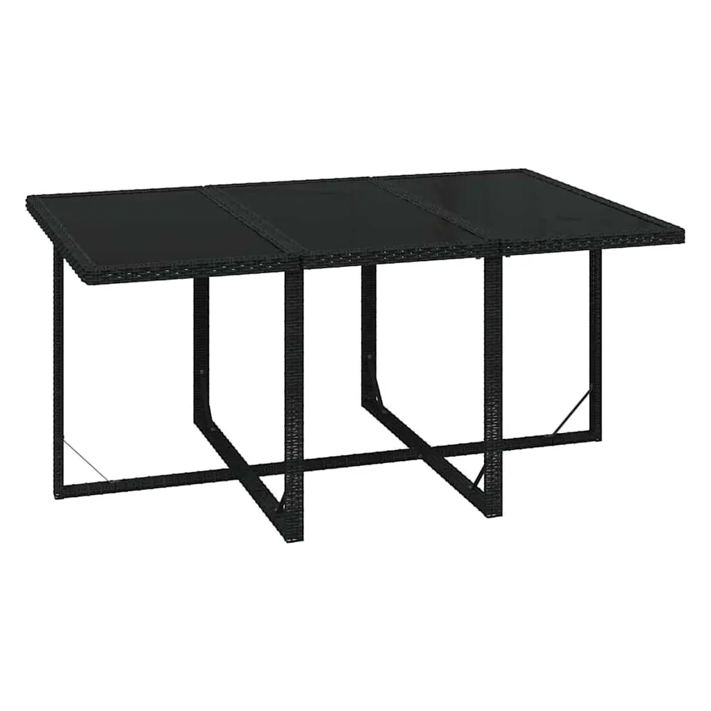 7 Piece Outdoor Garden Dining Set PE Rattan Chairs Table with Cushions Black