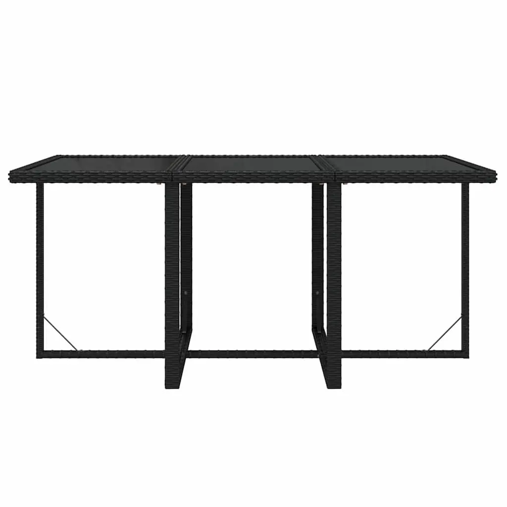 7 Piece Outdoor Garden Dining Set PE Rattan Chairs Table with Cushions Black