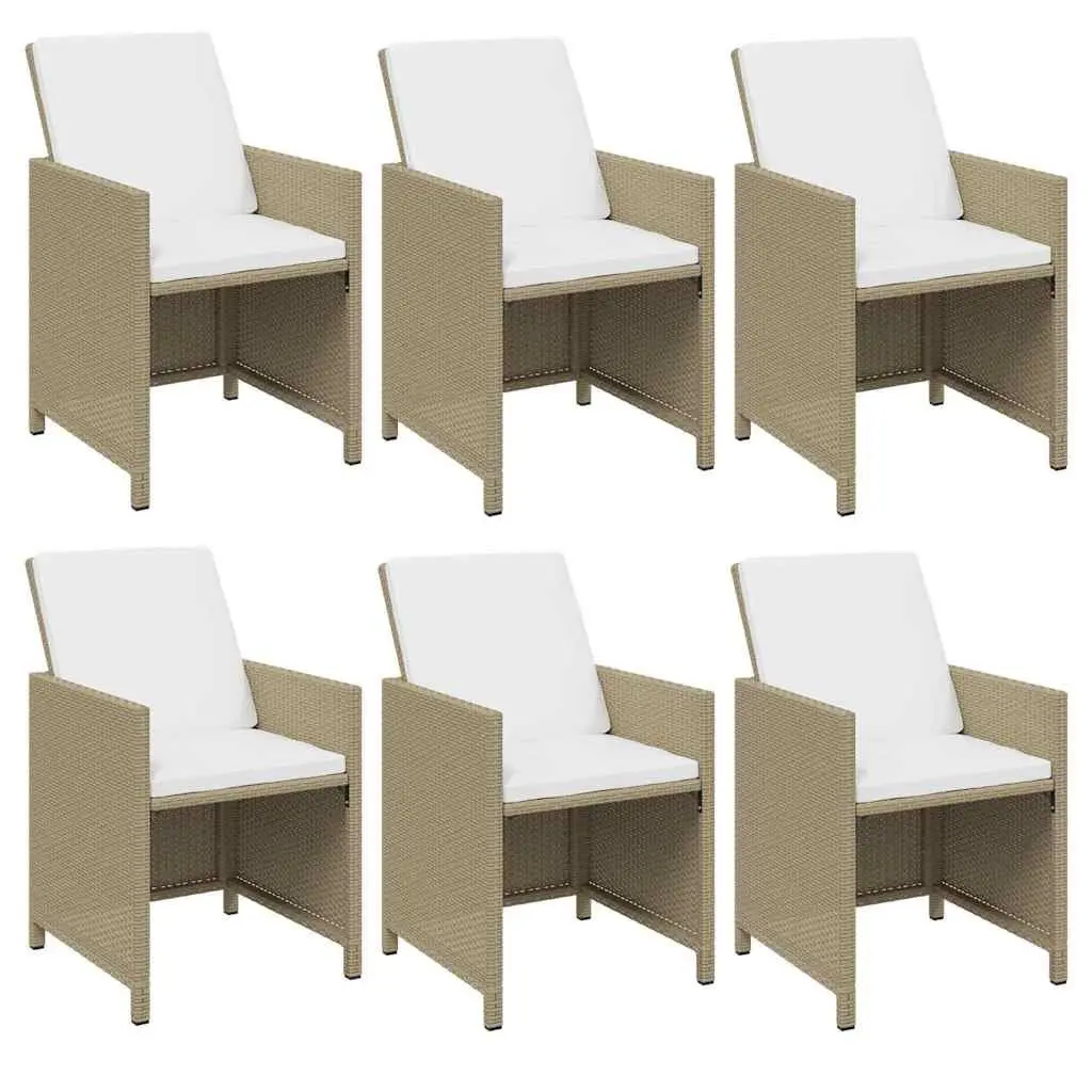 7 Piece Outdoor Garden Dining Set Weather-Resistant PE Rattan Beige Patio Furniture