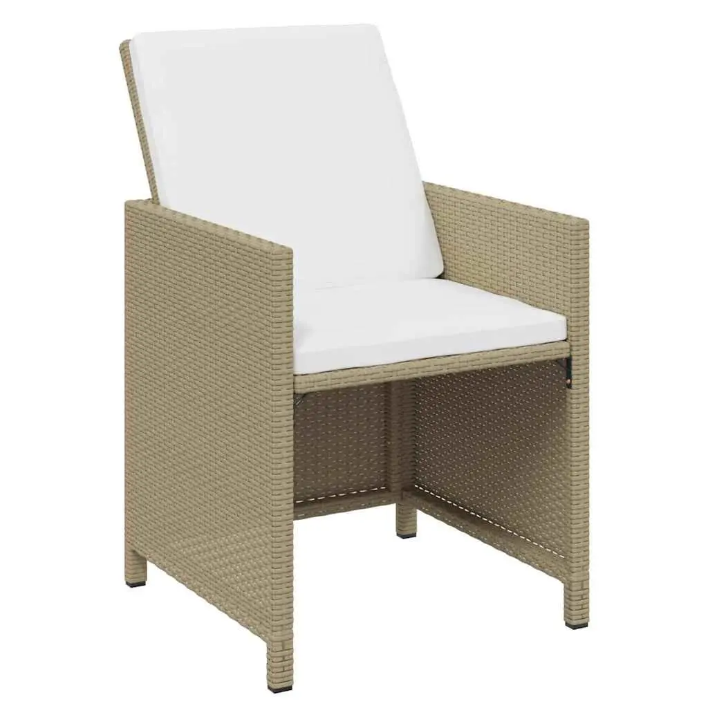 7 Piece Outdoor Garden Dining Set Weather-Resistant PE Rattan Beige Patio Furniture