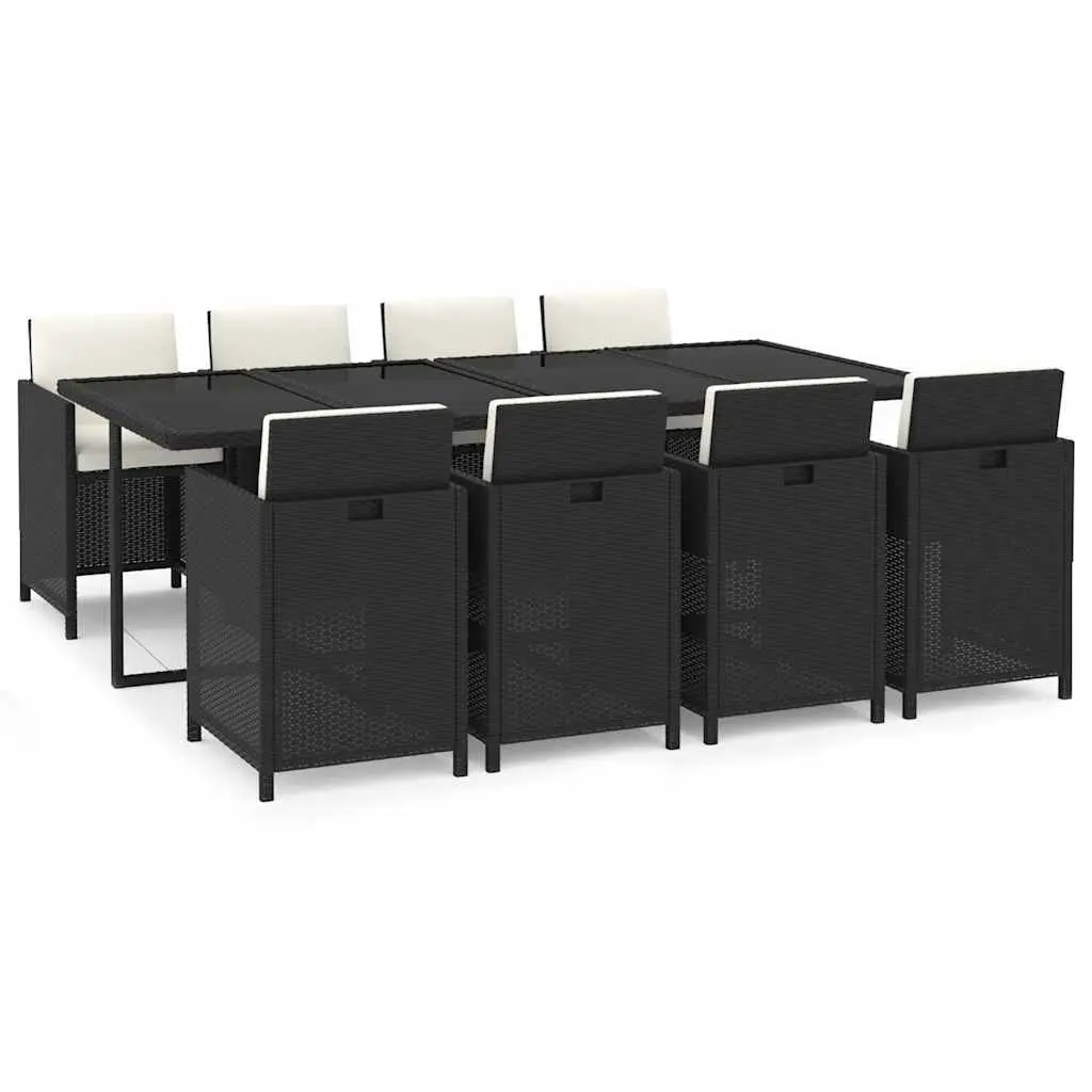 Outdoor Garden Dining Set 9 Piece Weather-resistant PE Rattan Black Patio Furniture