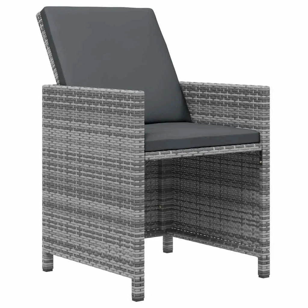 Poly Rattan Garden Dining Set 13 Pieces Weather Resistant Grey Outdoor Furniture with Cushions