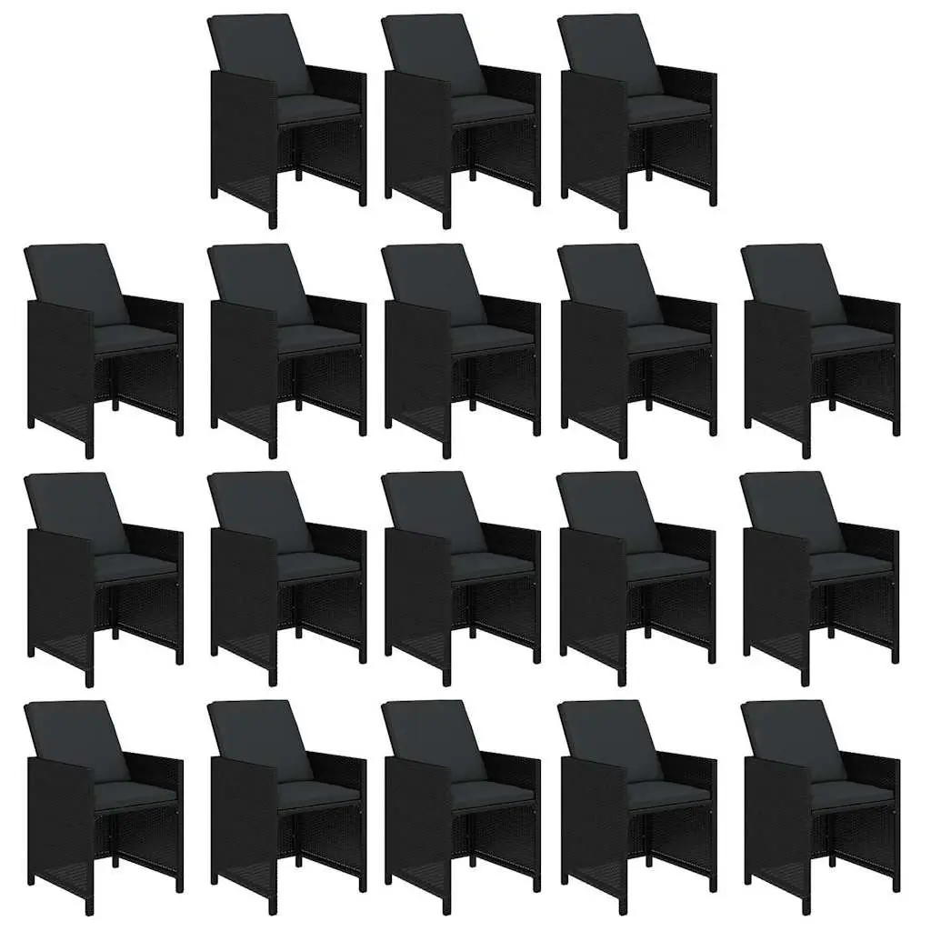 Poly Rattan Garden Dining Set 19 Piece Outdoor Furniture Black