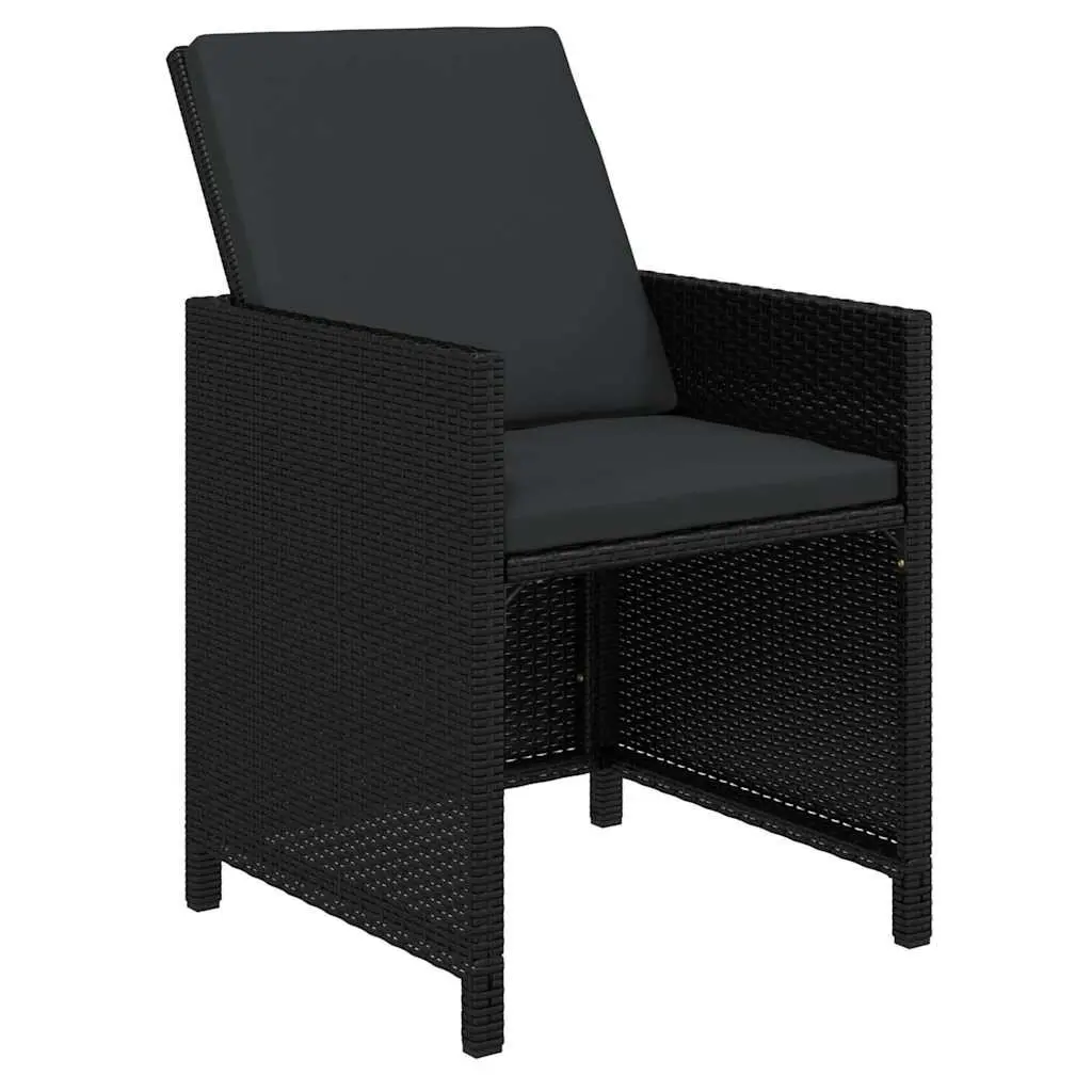 Garden Dining Set 19 Piece Outdoor Furniture Poly Rattan Black with Cushions