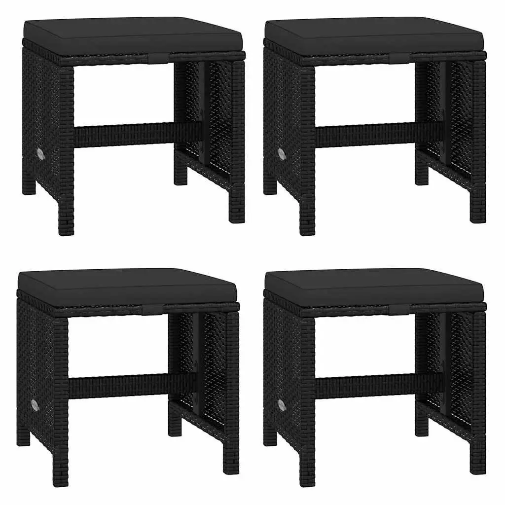 Garden Dining Set 19 Piece Outdoor Furniture Poly Rattan Black with Cushions