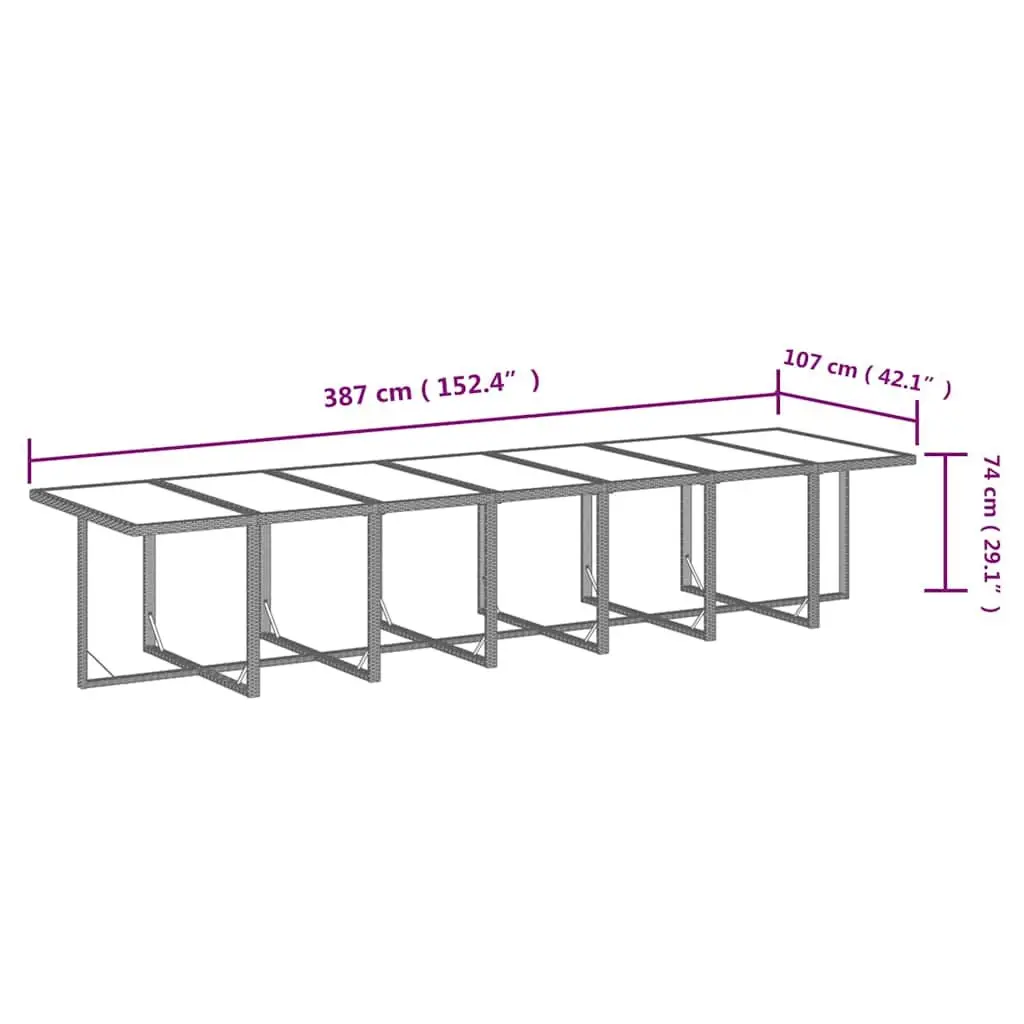 Garden Dining Set 19 Piece Weather-resistant PE Rattan Outdoor Furniture with Cushions Grey