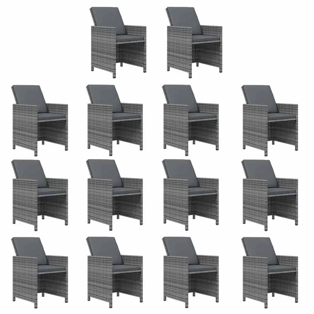 Garden Dining Set 19 Piece Weather-resistant PE Rattan Outdoor Furniture with Cushions Grey