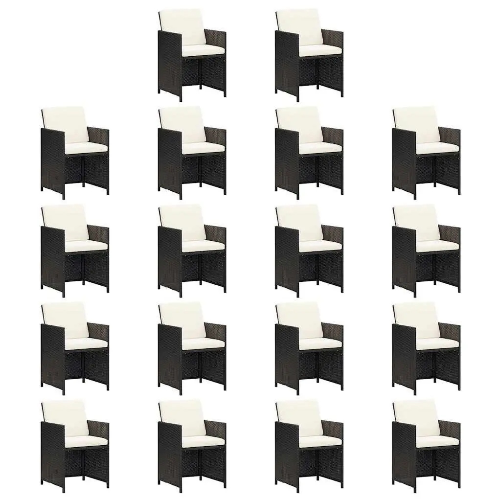 Garden Dining Set 19 Piece Outdoor Furniture Black Poly Rattan Table Chairs