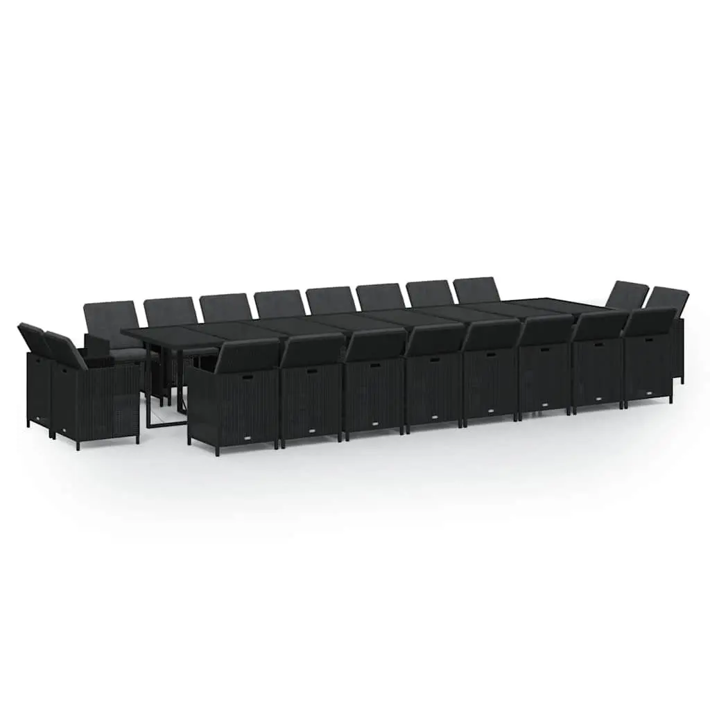Outdoor Dining Set 21 Piece Garden Furniture Black Poly Rattan Table Chairs
