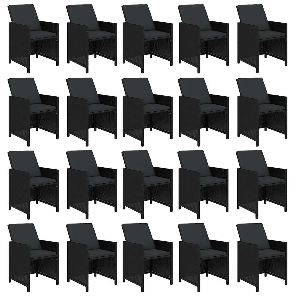 Outdoor Dining Set 21 Piece Garden Furniture Black Poly Rattan Table Chairs