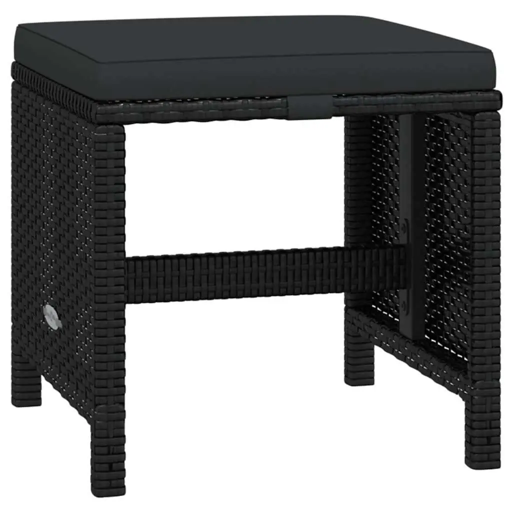 Outdoor Dining Set 21 Piece Weather Resistant PE Rattan Black with Steel Frame and Cushions