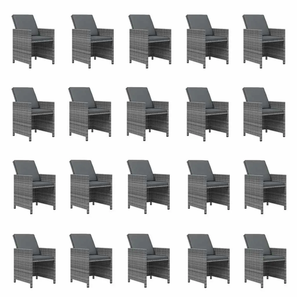 Outdoor Dining Set 21 Piece Garden Furniture Grey Poly Rattan with Cushions