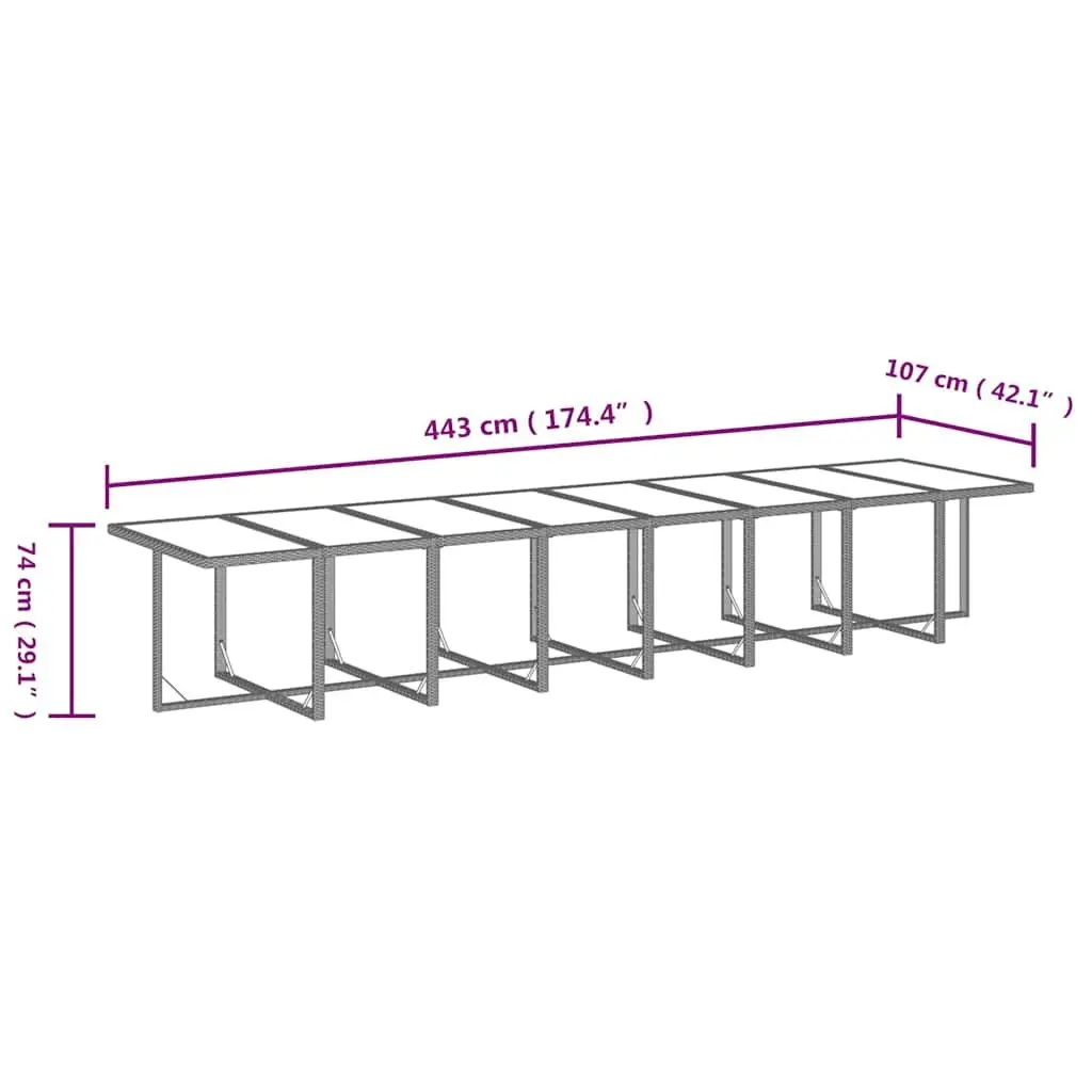 Outdoor Dining Set 21 Piece Garden Furniture Grey Poly Rattan with Cushions