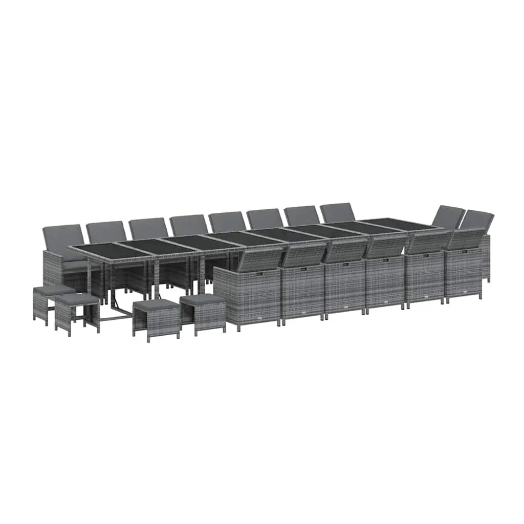 Garden Dining Set 21 Piece Outdoor Furniture Grey Poly Rattan with Cushions