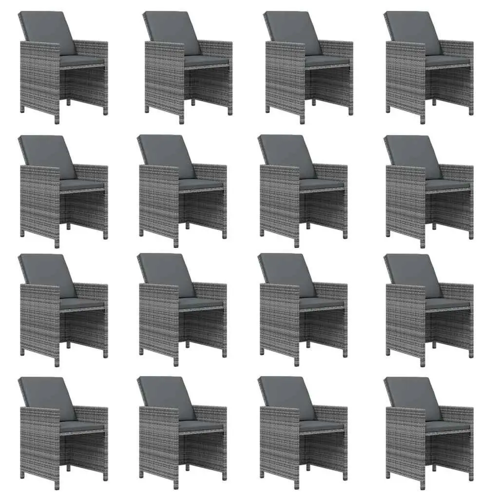 Garden Dining Set 21 Piece Outdoor Furniture Grey Poly Rattan with Cushions