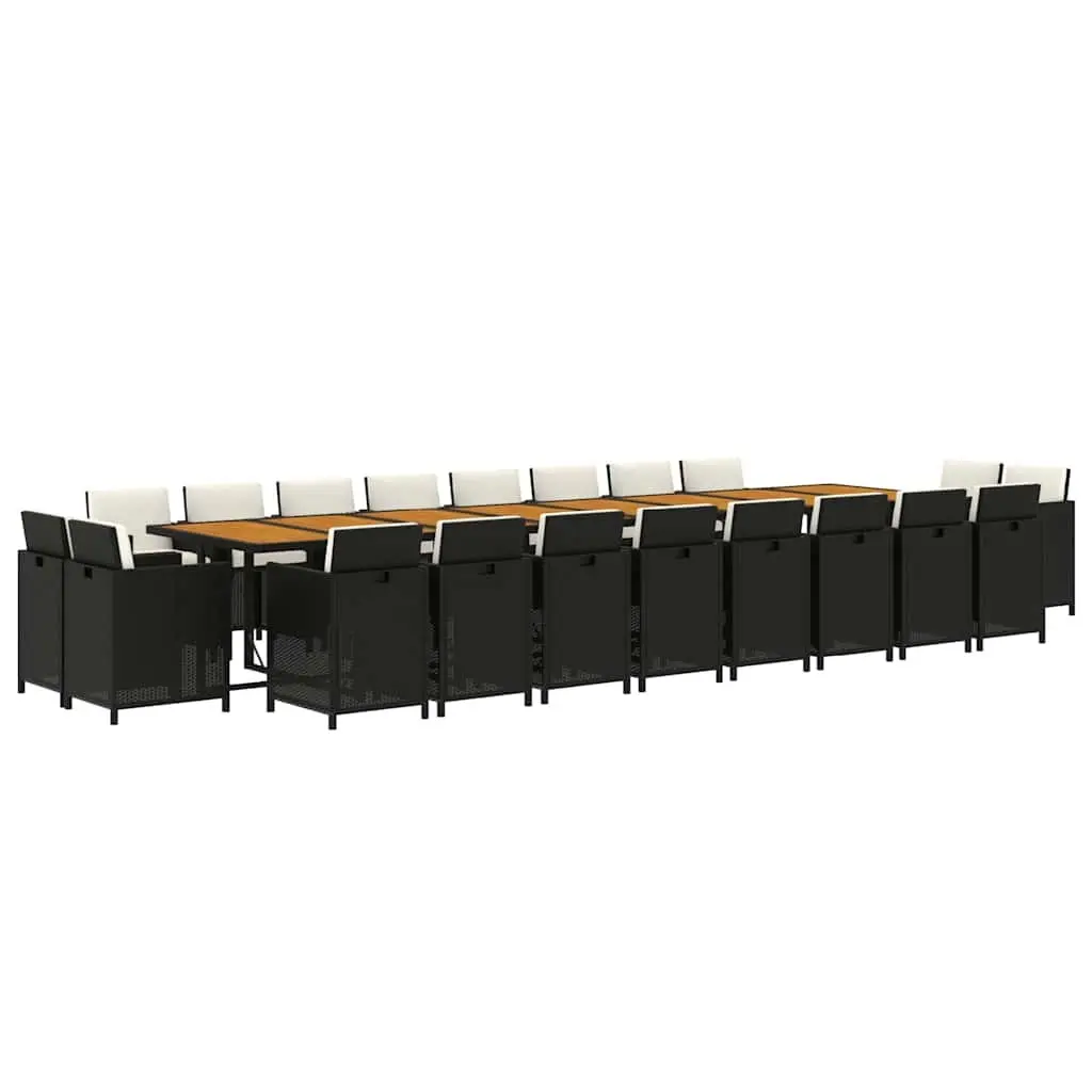 Garden Dining Set 21 Piece Outdoor Furniture Black Poly Rattan with Cushions
